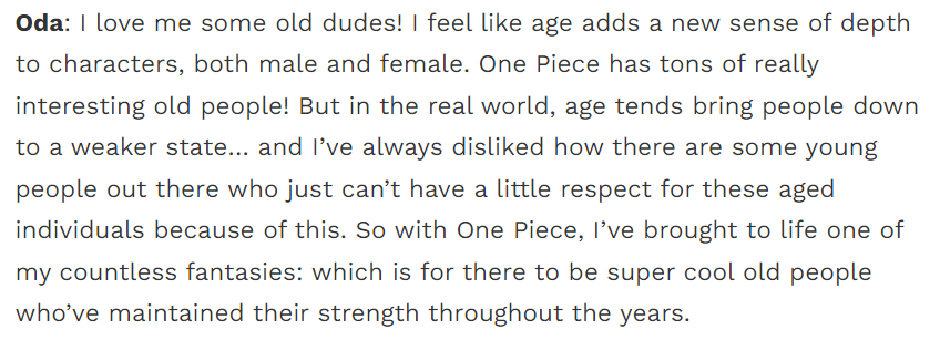 Eiichiro Odas Antwort auf die Frage, warum es so viele alte Menschen in One Piece gibt